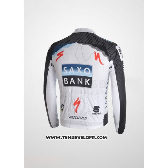 2010 Maillot Ciclismo Saxo Bank Noir et Blanc Manches Longues et Cuissard
